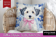 Sheepdog Dog Pillow Sublimation Floral Dog Pillow Cover PNG Product Image 1