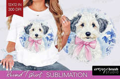 Sheepdog Dog Round Tshirt Background Floral Dog PNG Product Image 1