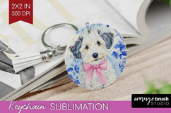 Sheepdog Dog Keychain PNG Floral Dog Keychain Sublimation Product Image 1