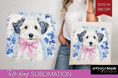 Sheepdog Dog Tote Bag Floral Dog Tote Bag PNG Sublimation Product Image 1