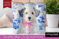 Sheepdog Dog Tumbler Wrap Floral Dog Tumbler PNG Sublimation Product Image 1