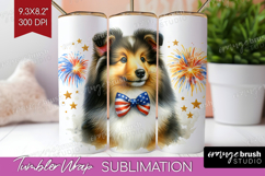 Shetland Sheepdog Dog Tumbler Wrap Patriotic Dog Tumbler PNG Product Image 1