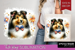 Shetland Sheepdog Dog Tote Bag Patriotic Dog Tote Bag PNG Product Image 1
