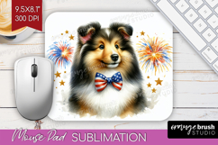 Shetland Sheepdog Dog Mouse Pad Sublimation Patriotic Dog Product Image 1