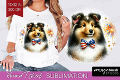 Shetland Sheepdog Dog Round Tshirt Background Patriotic Dog Product Image 1