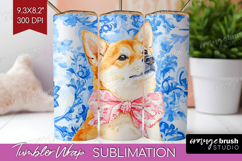 Shiba Inu Dog Tumbler Wrap Floral Dog Tumbler PNG Product Image 1