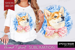 Shiba Inu Dog Round Tshirt Background Floral Dog PNG Product Image 1