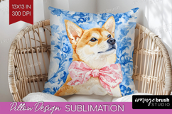 Shiba Inu Dog Pillow Sublimation Floral Dog Pillow Cover PNG Product Image 1