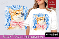 Shiba Inu Dog Square Tshirt Background Floral Dog PNG Product Image 1