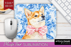 Shiba Inu Dog Mouse Pad Sublimation Floral Dog Mousepad PNG Product Image 1