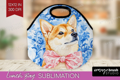 Shiba Inu Dog Lunch Bag Floral Dog Lunch Bug PNG Sublimation Product Image 1