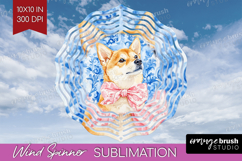 Shiba Inu Dog Wind Spinner Sublimation PNG Floral Dog Round Product Image 1
