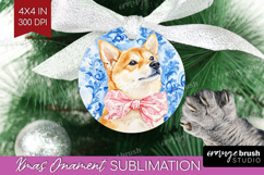 Shiba Inu Dog Ornament PNG Floral Dog PNG Sublimation Product Image 1