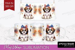 Shih Tzu Dog Mug Wrap Patriotic Dog Mug PNG Sublimation Product Image 1