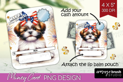 Shih Tzu Dog Money Card PNG 4th of July Money Card Holder Product Image 1