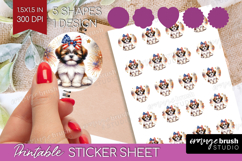 Shih Tzu Dog Round Sticker Patriotic Dog Printable Sticker Product Image 1