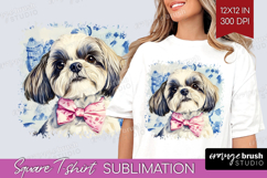 Shih_Tzu Dog Square Tshirt Background Floral Dog PNG Product Image 1