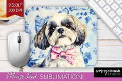 Shih_Tzu Dog Mouse Pad Sublimation Floral Dog Mousepad PNG Product Image 1