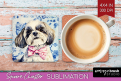 Shih_Tzu Dog Square Coaster Floral Dog Coaster PNG Product Image 1