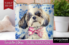 Shih_Tzu Dog Tumbler Wrap Floral Dog Tumbler PNG Sublimation Product Image 1