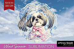 Shih_Tzu Dog Wind Spinner Sublimation PNG Floral Dog Round Product Image 1