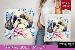 Shih_Tzu Dog Tote Bag Floral Dog Tote Bag PNG Sublimation Product Image 1