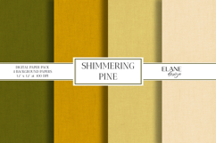 Pine Green and Gold Digital Paper, Fine Linen Textured Paper Product Image 1