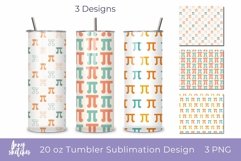 20 Oz Tumbler Wrap Pi Day 3 Tumbler Sublimation Design Math Product Image 1