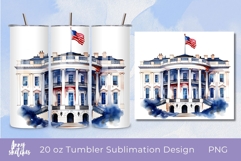 White House 4th of July Tumbler Wrap 20 oz Sublimation PNG Product Image 1