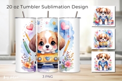 3 Back to School Puppy Dog Tumbler Wrap 20 oz PNG Product Image 1