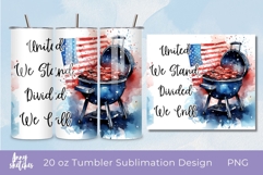 Grill &amp; Chill 4th of July Tumbler Wrap BBQ Sublimation PNG Product Image 1