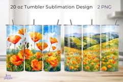 2 California Poppy Fields Tumbler Wrap PNG 20 oz Product Image 1