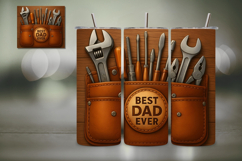 Dad Hobbies 3D Faux Leather Sublimation Tumbler Wrap PNG&amp;JPG Product Image 2