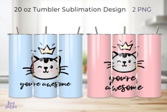 2 Cute Baby Cat Face Tumbler Wrap Kawaii 20 oz Sublimation Product Image 1