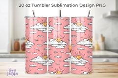 Kawaii Sun and Cloud Tumbler Wrap 20 oz Hand Drawn Tumbler Product Image 1