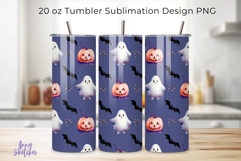 Purple Halloween Tumbler Wrap 20 oz Cute Seamless Pattern Product Image 1