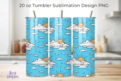 Kawaii Sun and Cloud Tumbler Wrap 20 oz Hand Drawn Tumbler Product Image 1