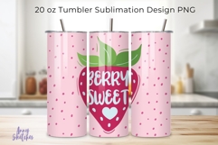 Berry Sweet Pink Strawberry Tumbler Wrap 20 oz Sublimation Product Image 1