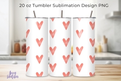 Pink Watercolor Hearts Tumbler Wrap Seamless 20 oz PNG Product Image 1