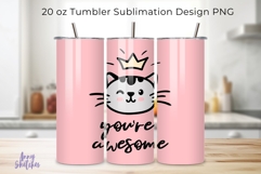 Cute Baby Cat Face Tumbler Wrap Kawaii 20 oz Sublimation Product Image 1