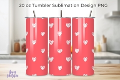 White Hearts on Pink Seamless 20 oz Tumbler Wrap Hand Drawn Product Image 1
