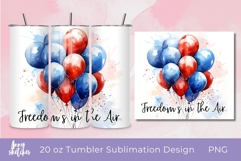 4th of July Balloons Freedom Tumbler Wrap PNG 20 oz Skinny Product Image 1