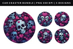 Skull Keychain And Car Coaster Sublimation Design Product Image 1