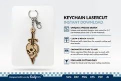 Skull and Sword Keychain SVG | Gothic Knight Cut File Product Image 2