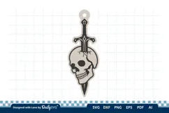 Skull and Sword Keychain SVG | Gothic Knight Cut File Product Image 3