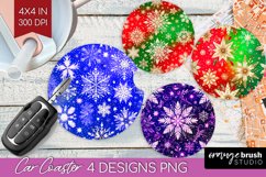 Snowflakes Car Coaster - Christmas Coaster PNG Sublimation Product Image 1