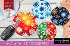 Snowflakes Car Coaster - Christmas Coaster PNG Sublimation Product Image 1