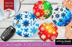 Snowflakes Car Coaster - Christmas Coaster PNG Sublimation Product Image 1