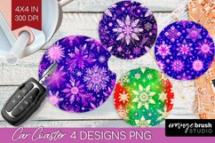 Snowflakes Car Coaster - Christmas Coaster PNG Sublimation Product Image 1