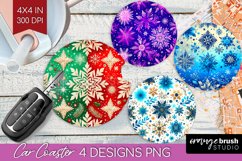 Snowflakes Car Coaster - Christmas Coaster PNG Sublimation Product Image 1